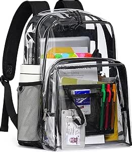 Clear Backpack for School, 17 inch Large Heavy Duty-TPU See Through Bookbag for Boys Girls and Adult, Transparent Backpack With Multi-Pockets for College Work Gym Sport, Black