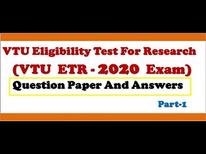 VTU ELIGIBILITY TEST FOR RESEARCH Question paper &Answers |VTU ETR 2020