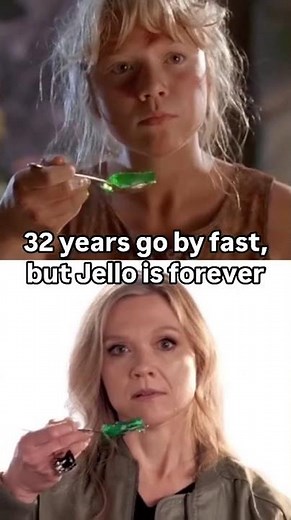 The Jello scene from Jurassic Park, Lex Murphy played by Ariana Richards recreates the iconic scene.