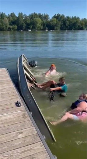 Woman Jumps Into Boat and It SINKS Instantly!