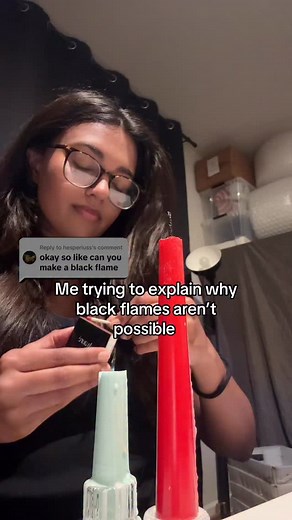 250 reactions · 5 comments | We make colored flame candles. Yes, real flames that burn 冀 and 勺 Everyone always asks for black flames... but black flames don’t exist because black is the absence of light.  With the two flame colors we’ve been able to successfully create which one do you like better? | Avauré | Facebook