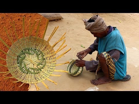 Primitive Making Bamboo Basket used for dry food Container