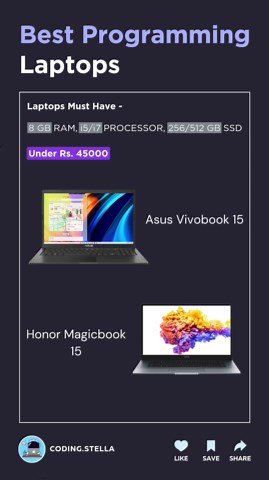 Stella • Coding • HTML • CSS • JAVASCRIPT | Best Programming and Coding Laptops 🤔 Need a laptop that’s both powerful and portable for your coding adventures? This one checks all the... | Instagram