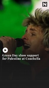 80K views · 4.2K reactions | American rock band Green Day used their Coachella headline set to show solidarity with Palestine, altering lyrics of their 2004 hit Jesus of Suburbia to reference the plight of Palestinian children. | The National | Facebook
