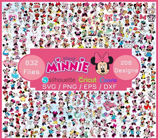 Minnie Mouse SVG Bundle, Princess Svg, Minnie Mouse Birthday, Minnie Mouse Clubhouse, Minnie Head Svg, Instant Downlaod - Etsy