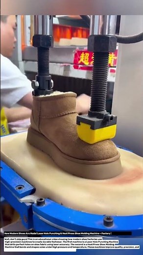How Modern Shoes Are Made! Laser Hole Punching & Heat Press Shoe Molding Machine.