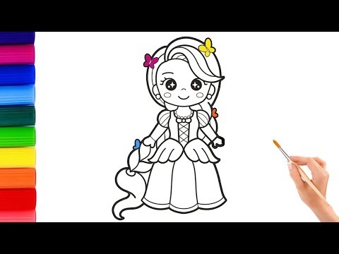 Princess Rapunzel Drawing and Coloring For Kids Toddlers