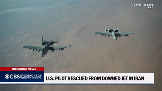An American A-10 Warthog took fire and was damaged during a search-and-rescue mission for a crew member on a U.S. F-15E fighter jet that was downed over Iran on Friday, two U.S. officials told CBS News. Charlie D'Agata reports the Warthog pilot ejected over the Persian Gulf and was successfully recovered. #iran #trump #military #middleeast #gulf