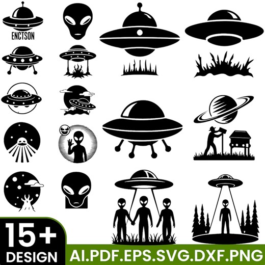 UFO SVG Bundle, Alien Svg, Spaceship Clipart, Sci-fi Cricut Files, Alien Abduction Png, Digital Download - Etsy