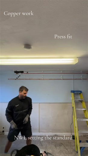 Copper pipe work installation …. Press fit our preferred method so quick, clean and leak free ….. setting the standards high as always #plumbing #copper #pipe #pressfit @ROTHENBERGER press fit tool