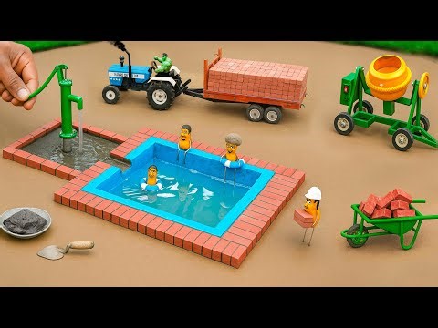 Diy Miniature Swimming Pool Construction with Bricks | DIY Mini Village Project ‪@HamroCreator10‬