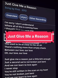 Just Give Me a Reason lyrics - Full lines and searchable text