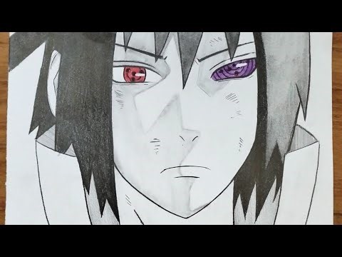 How to Draw Sasuke✏️Step by Step Easy |How to draw Sasuke Uchiha with sharingan & Renningan 🔥