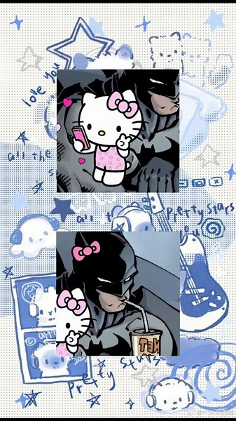 Batman x Hello Kitty Matching PFPs for Cute Lovers