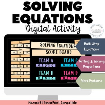 Solving Multi-Step Equations, Proportions, & Percents Math Digital Review Game