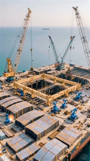 Cargo Ship Built in the Ocean?! 🌊🚢 Insane Floating Shipyard Timelapse