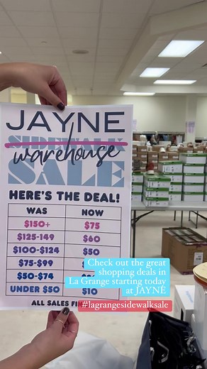 1.5K views · 23 reactions | La Grange is ON SALE this Friday and Saturday at 30 of your favorite shops … but you can get a head start on the savings beginning TODAY at the La Grange warehouse sale of JAYNE ! You’re going to love these great deals  #visitlagrange #shoplagrange #lagrangeil JAYNE | La Grange Business Association | Facebook