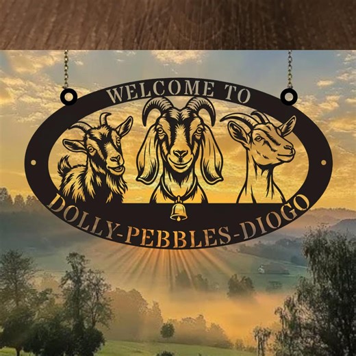 Goat Farm Welcome Sign, Personalized Metal Art, Farm Animal Decor, Housewarming Gift, Wall Hanging