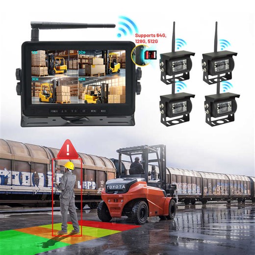 Wireless Camera Monitoring Kit System Automotive Safety Rear View Cam 4CH 7-inch Screen MDVR Bus Trailer Wireless Reverse Camera