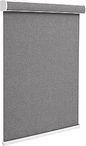 Changshade Custom Size Cordless Roller Shades with Valance, Blackout Roller Shades for Windows Roll-up Fabric Blinds with Thermal Insulated for French Door, Easy Installation Deep Grey