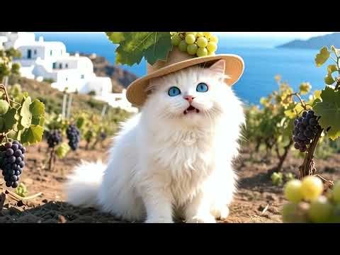 😻 Traveling Santorini with Cat Vory | Playful Fails, Curious Reactions & Cute Chaos 🍇
