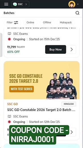 SSC GD CONSTABLE 2026 TARGET 2.0 COUPON CODE -NIRRAJ0001