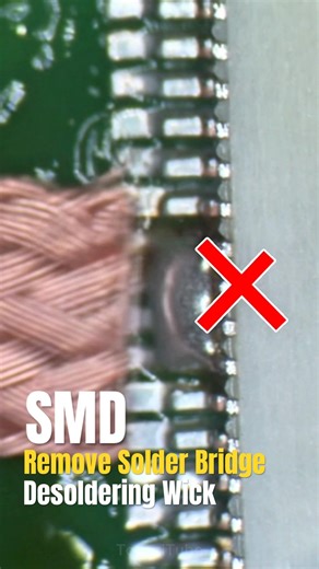 How to Remove a Solder Bridge Using Desoldering Wick | Easy PCB Repair Tips #solderingtips #smd