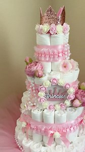 Princess Diaper Cake, 3 or 4 Tier Diaper Cake for a Girl, Princess Table Decor, Baby Shower Cake, It's a Girl Cake, Baby Shower Gift - Etsy