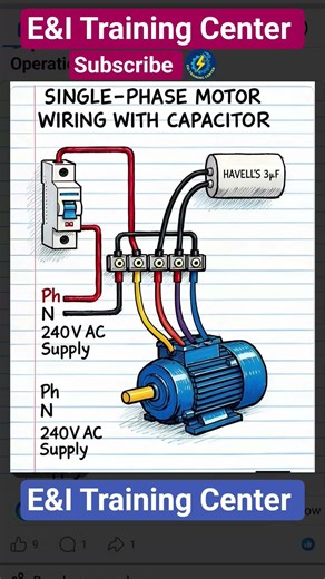single phase Motor Connection #electrician #electrical #instruments #Motor