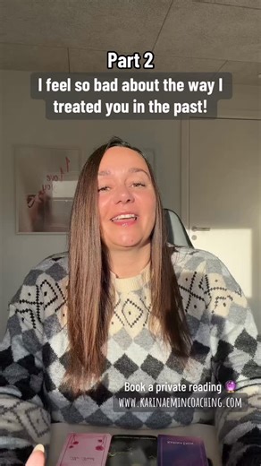 Karina Christensen on Instagram: "❤️ I feel so bad about the way I treated you in the past. This comes from reflection and awareness. After realizing the impact of their actions and words, this person is sitting with remorse and accountability. They now understand how their behavior affected you emotionally, and that awareness is heavy on their heart. This is not about excuses, but about owning the past and wanting to do better moving forward. 🔮 Book private readings + oracle decks I use