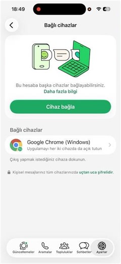 iPhone'dan WhatsApp Web'e bağlanma