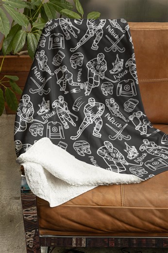 Personalized Hockey Player Blanket, Custom Hockey Fan Throw, Customized Name Gift, Kidsroom Decor, Blanket for Boys, Back to School Gift - Etsy
