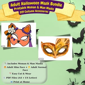 Printable Adult Halloween Mask Set, DIY Couple Costume Accessories for Parties, Woman & Man Masks PDF (A4   US Letter) - Etsy Australia