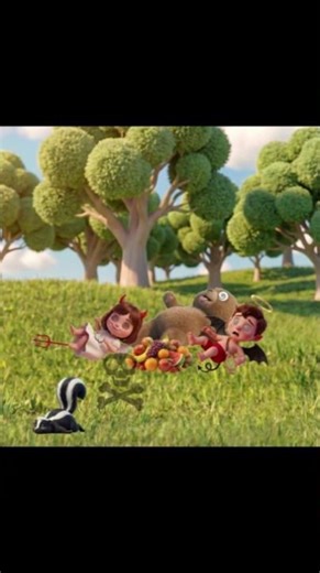 Skunk Fart Knockout! Funny Cartoon 🦨💨 Ann & Devi 😈😇 #shorts