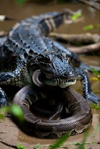 Horrifying! Crocodile bites python#crocodile #python #animals #Thailand #animals