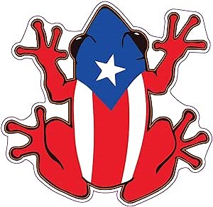 Puerto Rican Flag Frog Vinyl Decal - Tree Frog Bumper Sticker - Proud Puerto Rico Sticker