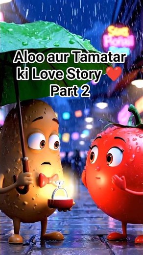 💍🥔 Aloo Ka Proposal… Tamatar Ka Shocking Answer! 💔 | Cartoon Love Story Part 2 #shorts #love #drama