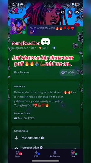 Screw it let’s have a big chat room add me on Discord click the link that’s shown https://discord.gg/MCCYJ3jwd but definitely some where we can all keep it 🔥🔥talk chat bout anything incase y’all don’t see me here on some days plus as y’all know y’all all missed when I’m gone… Also a place everybody can vibe wit each other #judgefreezone and #goodvibesonlyyyy🤍🦋 ofc in 🌹 YoungRoseDon 🌹 #chatroom much love to y’all hope everybody day go decent shout out to y’all !!!💯💯❤️‍🔥🔥🌹🌹🌹💪🏾😁🤏🏽