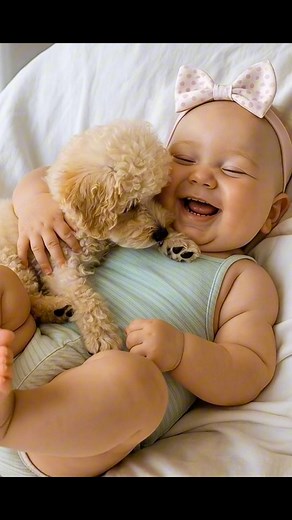 Double the chubby cheeks, double the fluffy love 🐶👶 They don’t speak the same language, but their hearts understand everything. #poodlepuppy | About Poodle