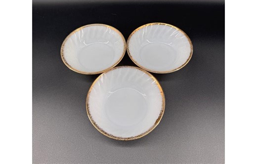 Fire King Milk Glass Bowls 22k Gold Rim Swirl Vintage Anchor Hocking Set of 3 - Etsy