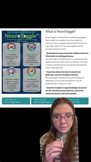 Explaining NeuroToggle, my neuroplasticity based instructional strategies framework. My degrees are in education and special education, with a minor in instruction strategies. I specialize in how skills neurologically develop and how to use instruction strategies to intervene during critical time periods for children with disabilities. #autism #neurotoggle #education #neuroplasticity | Kimberly’s Educational Resources