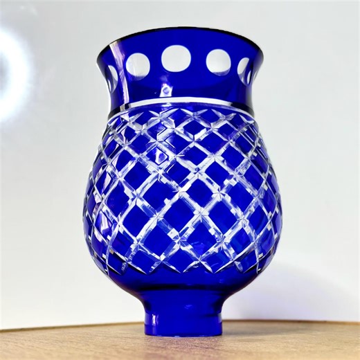 Vintage Cobalt Blue Glass Lamp Shade Cut Style Diamond Optic Replacement Shade Art Glass Lighting - Etsy