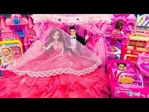 22 Minutes Satisfying with Unboxing Pink Barbie Doll Bedroom,Kitchen Collection Review Toys
