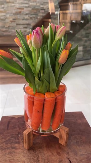 DIY Spring Centerpiece with Carrots and Tulips