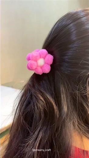 DIY Pom Pom Flower Hair Clip | Easy Cute Hair Accessory🌸