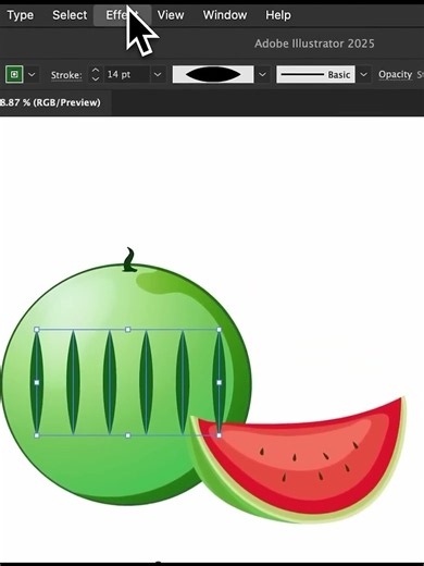 How to Draw Watermelon Texture in Adobe Illustrator 🍉 #Shorts