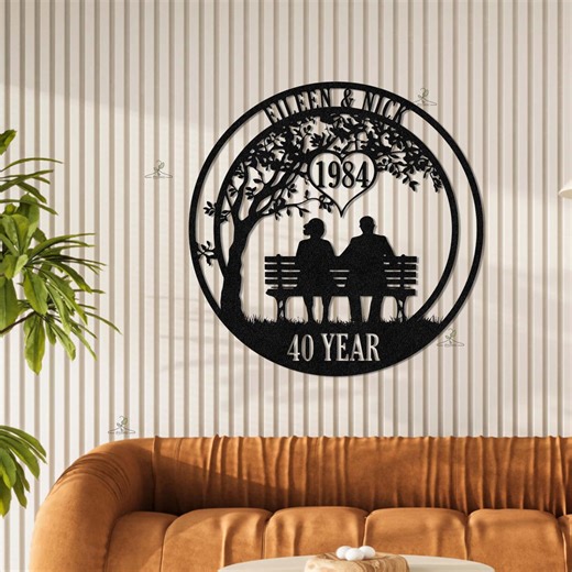 40 Year Anniversary Metal Sign, Custom Couple Wall Art, Wedding Gift for Parents - Etsy