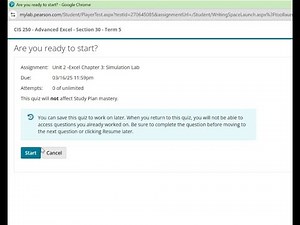 Unit 2-Excel Chapter 3: Simulation Lab | CIS 250-Advanced Excel-Section 30-Term 5 | Mylab Pearson