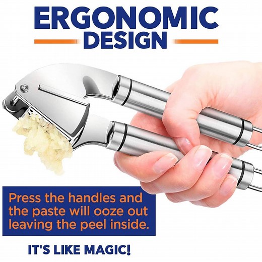 ORBLUE Garlic Press [Premium], Stainless Steel Mincer, Crusher & Peeler Set - Professional Grade, Easy Clean, Dishwasher Safe & Rustproof