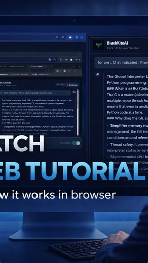 Black Kite AI on Instagram: "Watch how BlackKiteAI works in real time — directly in the browser. This web tutorial walks you through how BlackKiteAI listens to interview questions, analyzes on-screen problems, and generates instant AI-powered responses — all designed to help you interview smarter. Built for freshers, job switchers, and professionals preparing for real interviews. 🧠 Real-time AI assistance 🖥️ Browser-based demo ⚡ Instant responses 🎯 Designed for live interviews 👉 Watch the tu